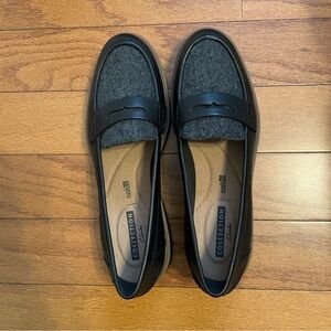 Clarks Black and Gray Collection Loafers